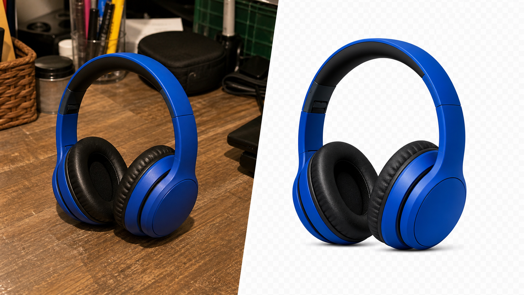 Before and after product photo background removal