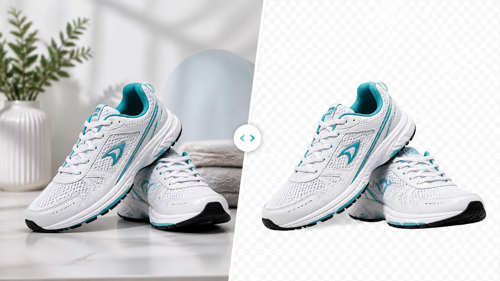 Ecommerce product photo before and after background removal